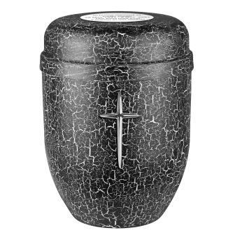 Cremation urn crackled effect paint, black