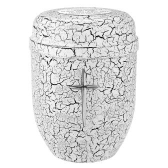 Cremation urn crackled effect paint, white