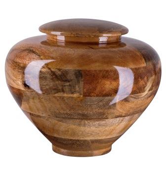 Hand turned stunning wooden mango cremation urn for adult