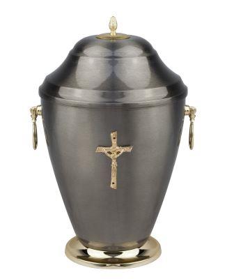 Silver metal cremation urn