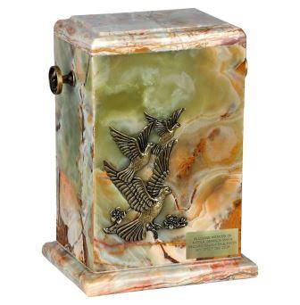 Stone-cremation-urn-with-doves Stone cremation urn with doves