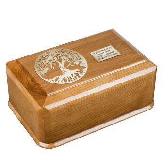 wooden urn with ornaments