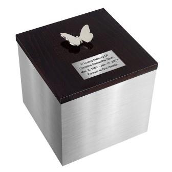 Stainless steel box for ashes, butterfly urn