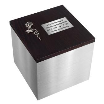 steel urn, steel box for ashes, urn width rose, silver urn