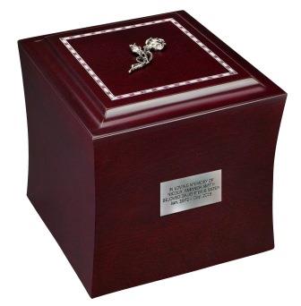 cremation urn with rose or cross
