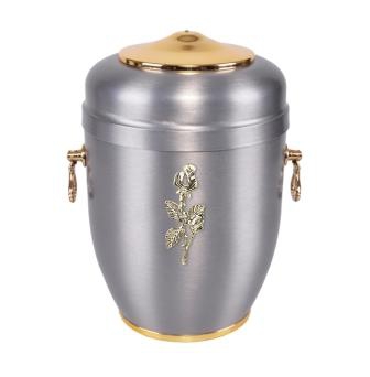 silver rose, silver urn with gold rose