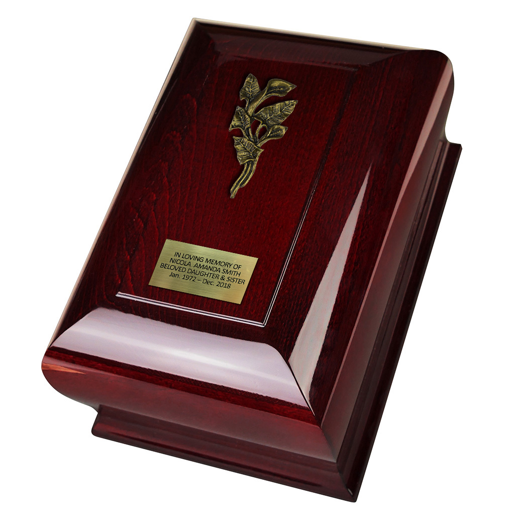 solid mahogany casket, casket for ashes