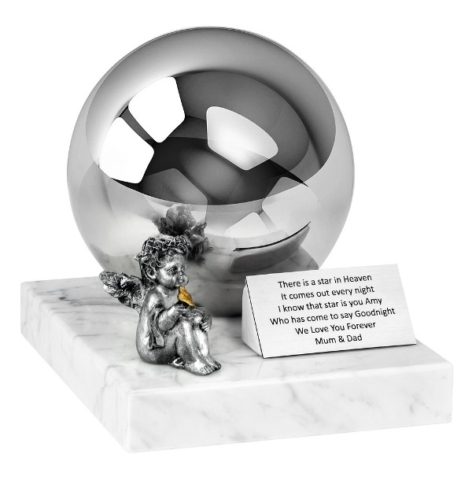 Infant cremation urn, very beautiful urn for baby child, angel urn for baby, angel witch a bird